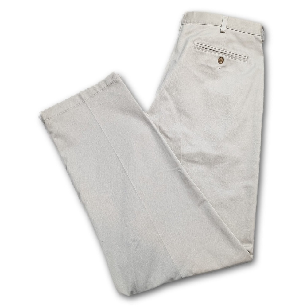 L.L.Bean Natural Fit Mens Pants Khaki 36x34 Chino Pockets Belt Loops 100% Cotton